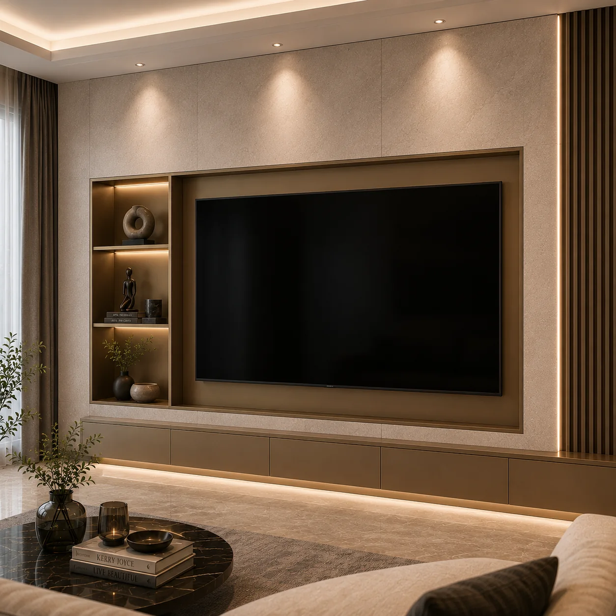 Precision-fabricated metal TV niche
