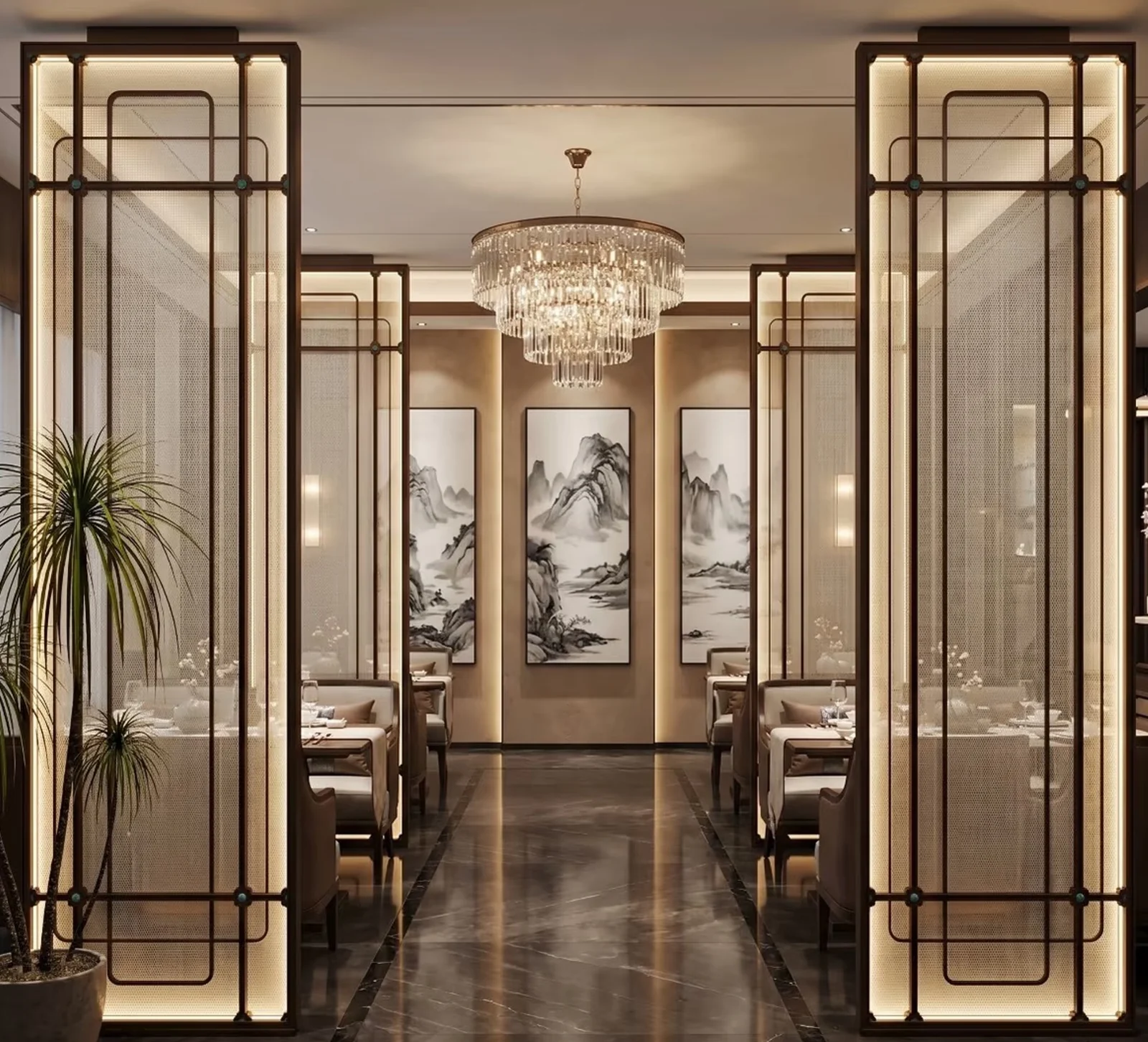 Glass and stainless steel decorative screen reference 2