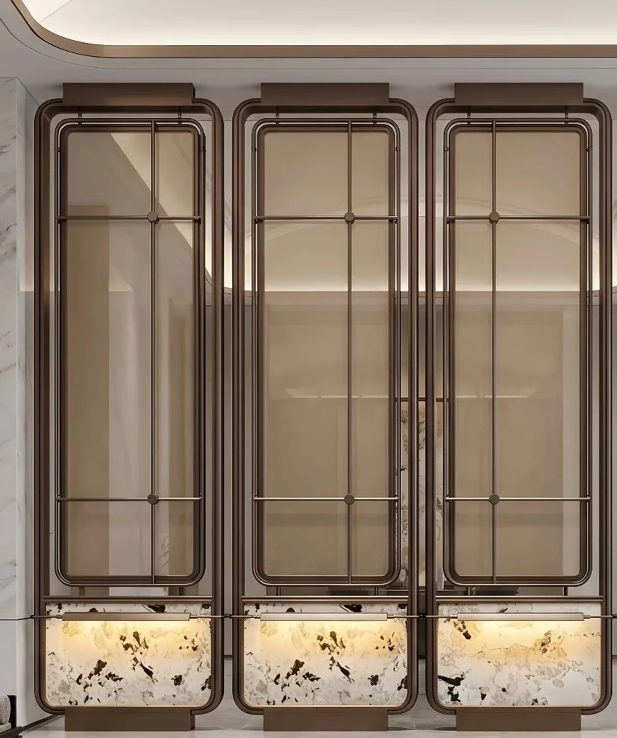 Glass and stainless steel decorative screen reference 10