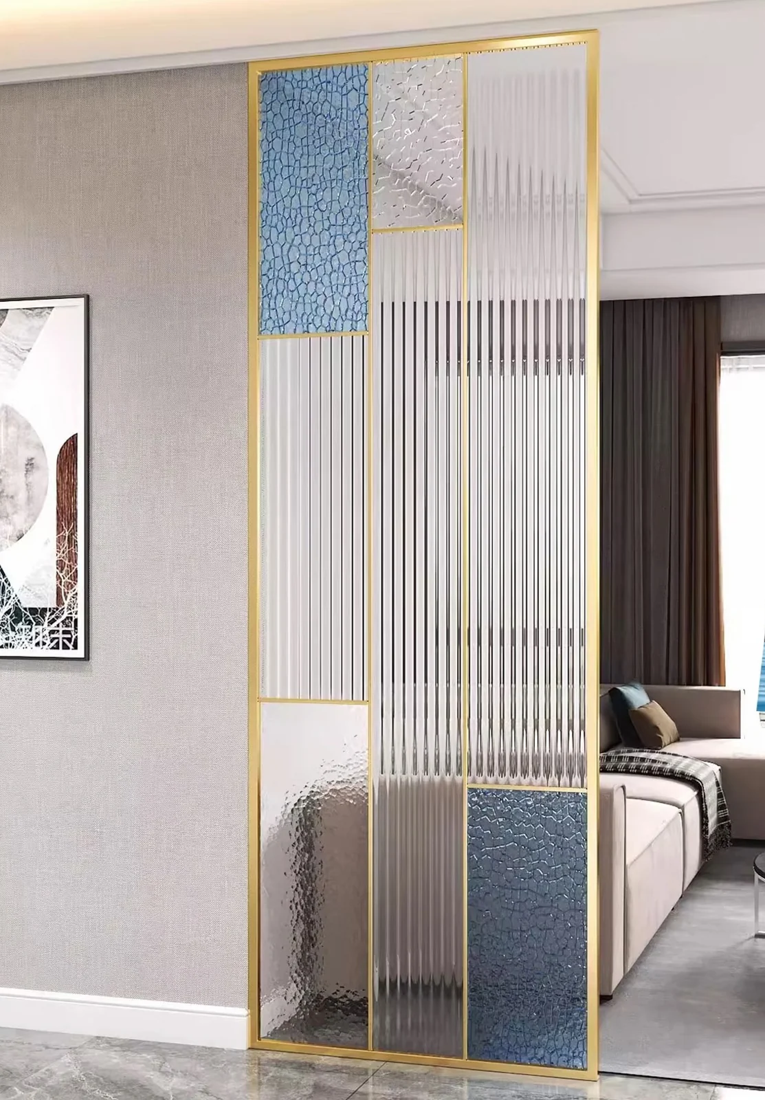 Glass and stainless steel decorative screen reference 12