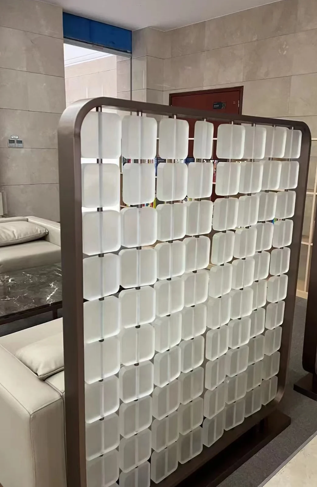 Glass and stainless steel decorative screen reference 15