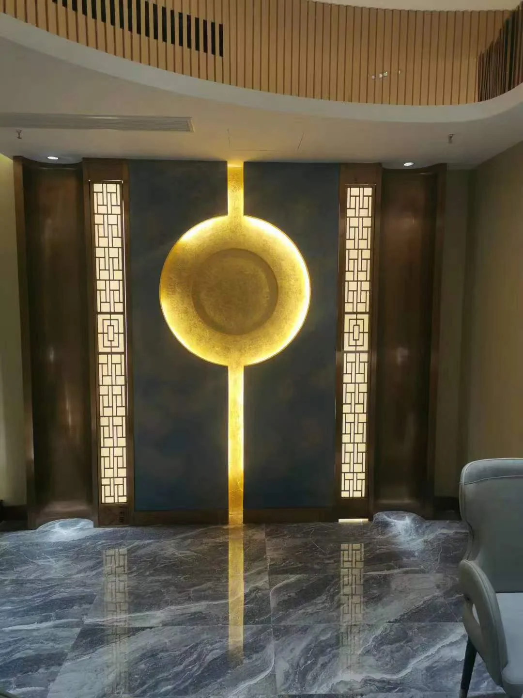 Hospitality project illuminated feature wall
